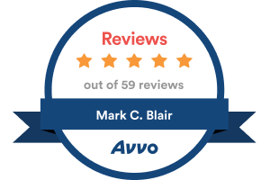 Reviews 5 Stars out of 59 reviews / Mark C. Blair / Avvo - Badge