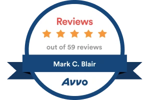 Reviews 5 Stars out of 59 reviews / Mark C. Blair / Avvo - Badge